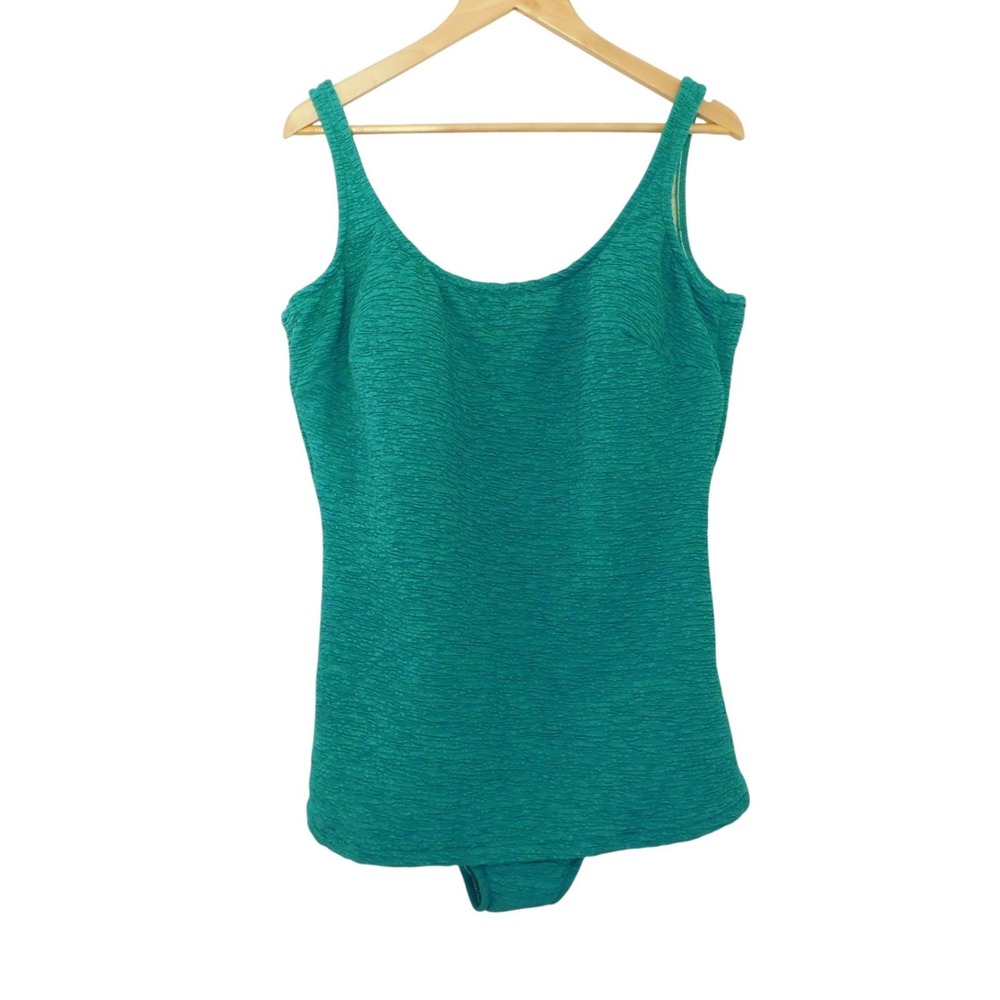 NEW Penbrooke Krinkle Size 24W Green One-Piece Swimsuit Modest